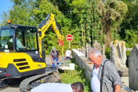 chantier restauration mur du cimetière